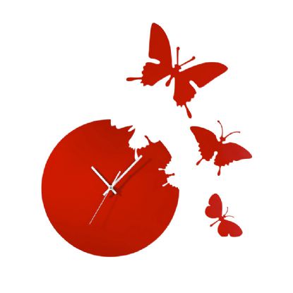IL70113  Infinity Cutout Butterfly Clock Red